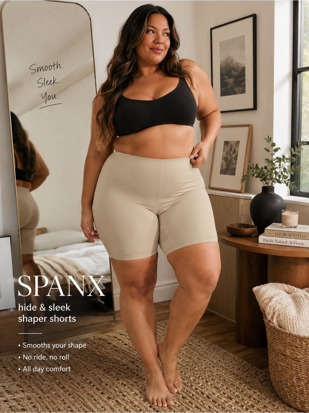 SPANX Women’s Plus Size 3X smoothing mid-thigh hide and sleek shaper shorts